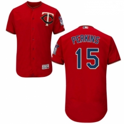 Mens Majestic Minnesota Twins 15 Glen Perkins Authentic Scarlet Alternate Flex Base Authentic Collection MLB Jersey