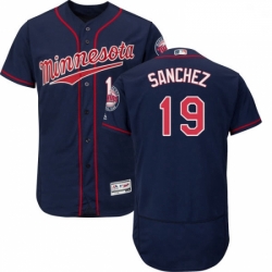 Mens Majestic Minnesota Twins 19 Anibal Sanchez Navy Blue Alternate Flex Base Authentic Collection MLB Jersey