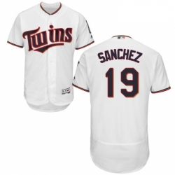 Mens Majestic Minnesota Twins 19 Anibal Sanchez White Home Flex Base Authentic Collection MLB Jersey