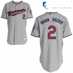 Mens Majestic Minnesota Twins 2 Brian Dozier Authentic Grey Road Cool Base MLB Jersey
