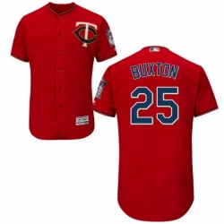 Mens Majestic Minnesota Twins 25 Byron Buxton Authentic Scarlet Alternate Flex Base Authentic Collection MLB Jersey