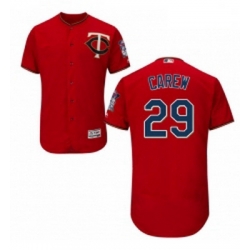 Mens Majestic Minnesota Twins 29 Rod Carew Authentic Scarlet Alternate Flex Base Authentic Collection MLB Jersey