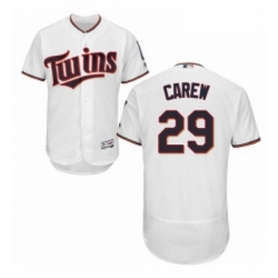 Mens Majestic Minnesota Twins 29 Rod Carew White Home Flex Base Authentic Collection MLB Jersey