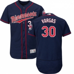 Mens Majestic Minnesota Twins 30 Kennys Vargas Authentic Navy Blue Alternate Flex Base Authentic Collection MLB Jersey