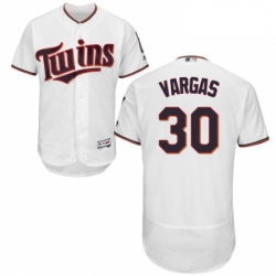Mens Majestic Minnesota Twins 30 Kennys Vargas White Home Flex Base Authentic Collection MLB Jersey