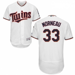 Mens Majestic Minnesota Twins 33 Justin Morneau White Home Flex Base Authentic Collection MLB Jersey