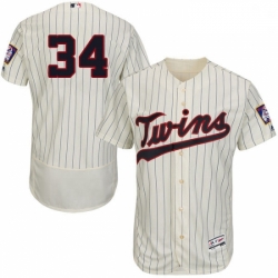 Mens Majestic Minnesota Twins 34 Kirby Puckett Authentic Cream Alternate Flex Base Authentic Collection MLB Jersey