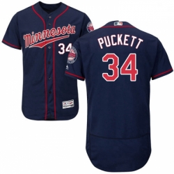 Mens Majestic Minnesota Twins 34 Kirby Puckett Authentic Navy Blue Alternate Flex Base Authentic Collection MLB Jersey