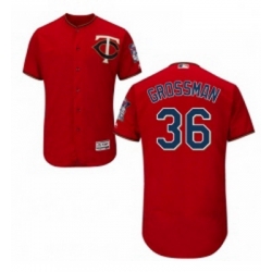Mens Majestic Minnesota Twins 36 Robbie Grossman Authentic Scarlet Alternate Flex Base Authentic Collection MLB Jersey