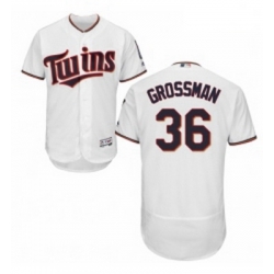 Mens Majestic Minnesota Twins 36 Robbie Grossman White Home Flex Base Authentic Collection MLB Jersey