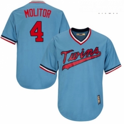 Mens Majestic Minnesota Twins 4 Paul Molitor Authentic Light Blue Cooperstown MLB Jersey