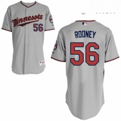Mens Majestic Minnesota Twins 56 Fernando Rodney Replica Grey Road Cool Base MLB Jersey 