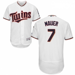 Mens Majestic Minnesota Twins 7 Joe Mauer White Home Flex Base Authentic Collection MLB Jersey