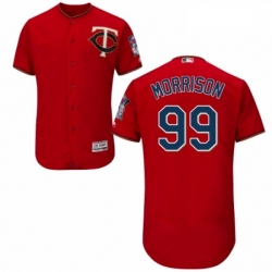 Mens Majestic Minnesota Twins 99 Logan Morrison Authentic Scarlet Alternate Flex Base Authentic Collection MLB Jersey
