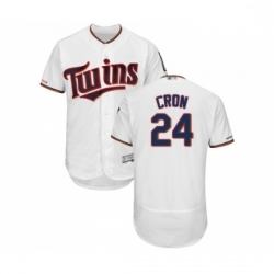 Mens Minnesota Twins 24 C J Cron White Home Flex Base Authentic Collection Baseball Jersey