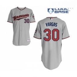 Mens Minnesota Twins 30 Kennys Vargas Replica Grey Road Cool Base Baseball Jersey