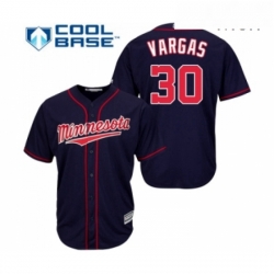 Mens Minnesota Twins 30 Kennys Vargas Replica Navy Blue Alternate Road Cool Base Baseball Jersey