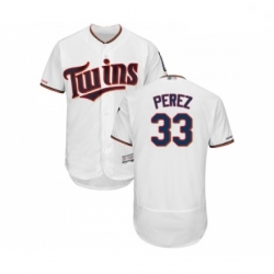 Mens Minnesota Twins 33 Martin Perez White Home Flex Base Authentic Collection Baseball Jersey