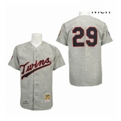 Mens Mitchell and Ness 1969 Minnesota Twins 29 Rod Carew Authentic Grey Throwback MLB Jersey