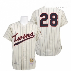 Mens Mitchell and Ness 1970 Minnesota Twins 28 Bert Blyleven Authentic Cream Throwback MLB Jersey