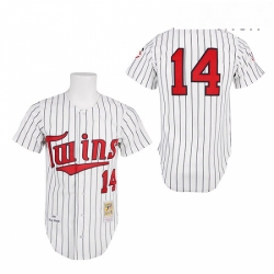Mens Mitchell and Ness 1991 Minnesota Twins 14 Kent Hrbek Authentic White Throwback MLB Jersey