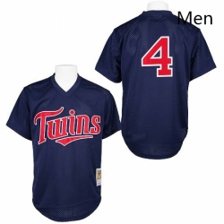 Mens Mitchell and Ness 1996 Minnesota Twins 4 Paul Molitor Replica Navy Blue Throwback MLB Jersey