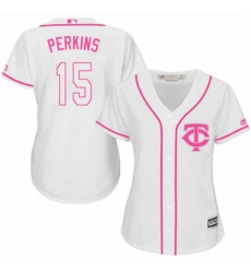 Womens Majestic Minnesota Twins 15 Glen Perkins Authentic White Fashion Cool Base MLB Jersey