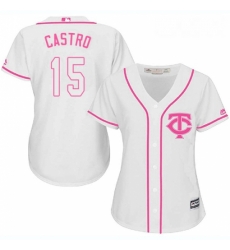 Womens Majestic Minnesota Twins 15 Jason Castro Authentic White Fashion Cool Base MLB Jersey