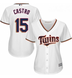 Womens Majestic Minnesota Twins 15 Jason Castro Replica White Home Cool Base MLB Jersey