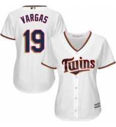 Womens Majestic Minnesota Twins 19 Kennys Vargas Authentic White Home Cool Base MLB Jersey