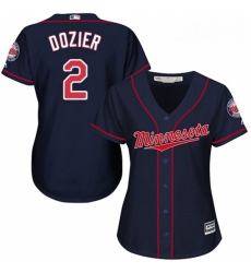 Womens Majestic Minnesota Twins 2 Brian Dozier Authentic Navy Blue Alternate Road Cool Base MLB Jersey