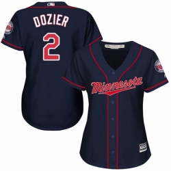 Womens Majestic Minnesota Twins 2 Brian Dozier Authentic Navy Blue Alternate Road Cool Base MLB Jersey