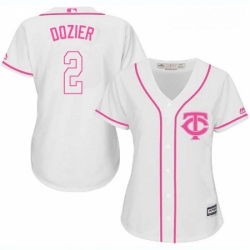 Womens Majestic Minnesota Twins 2 Brian Dozier Replica White Fashion Cool Base MLB Jersey