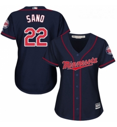 Womens Majestic Minnesota Twins 22 Miguel Sano Authentic Navy Blue Alternate Road Cool Base MLB Jersey