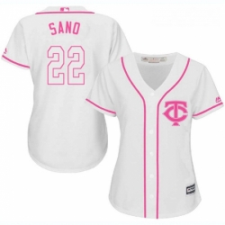 Womens Majestic Minnesota Twins 22 Miguel Sano Replica White Fashion Cool Base MLB Jersey