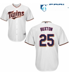 Womens Majestic Minnesota Twins 25 Byron Buxton Replica White Home Cool Base MLB Jersey
