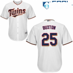 Womens Majestic Minnesota Twins 25 Byron Buxton Replica White Home Cool Base MLB Jersey