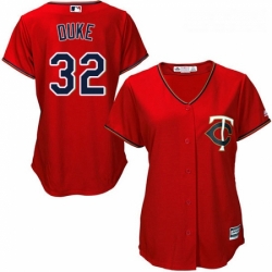 Womens Majestic Minnesota Twins 32 Zach Duke Authentic Scarlet Alternate Cool Base MLB Jersey 