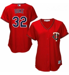 Womens Majestic Minnesota Twins 32 Zach Duke Replica Scarlet Alternate Cool Base MLB Jersey 
