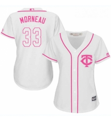Womens Majestic Minnesota Twins 33 Justin Morneau Authentic White Fashion Cool Base MLB Jersey