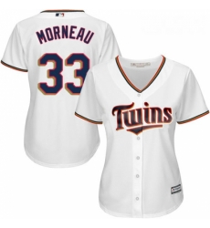Womens Majestic Minnesota Twins 33 Justin Morneau Authentic White Home Cool Base MLB Jersey