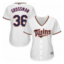 Womens Majestic Minnesota Twins 36 Robbie Grossman Replica White Home Cool Base MLB Jersey 