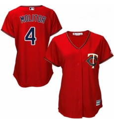 Womens Majestic Minnesota Twins 4 Paul Molitor Authentic Scarlet Alternate Cool Base MLB Jersey