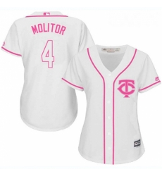 Womens Majestic Minnesota Twins 4 Paul Molitor Authentic White Fashion Cool Base MLB Jersey