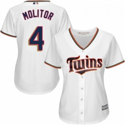 Womens Majestic Minnesota Twins 4 Paul Molitor Authentic White Home Cool Base MLB Jersey