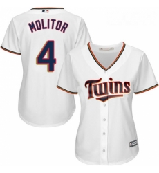 Womens Majestic Minnesota Twins 4 Paul Molitor Replica White Home Cool Base MLB Jersey