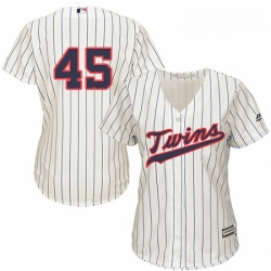 Womens Majestic Minnesota Twins 45 Phil Hughes Authentic Cream Alternate Cool Base MLB Jersey