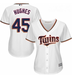 Womens Majestic Minnesota Twins 45 Phil Hughes Authentic White Home Cool Base MLB Jersey
