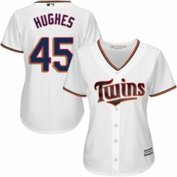 Womens Majestic Minnesota Twins 45 Phil Hughes Authentic White Home Cool Base MLB Jersey