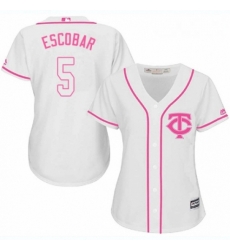 Womens Majestic Minnesota Twins 5 Eduardo Escobar Authentic White Fashion Cool Base MLB Jersey 
